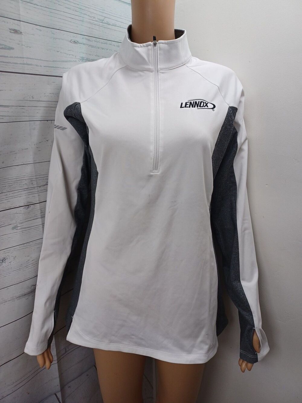 Lennox Jacket Womens Gray White Stretch 1/4 Zip Size M